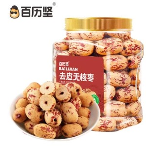 百历坚去皮无核枣新疆红枣蜜饯果干免洗脱皮枣400g/罐